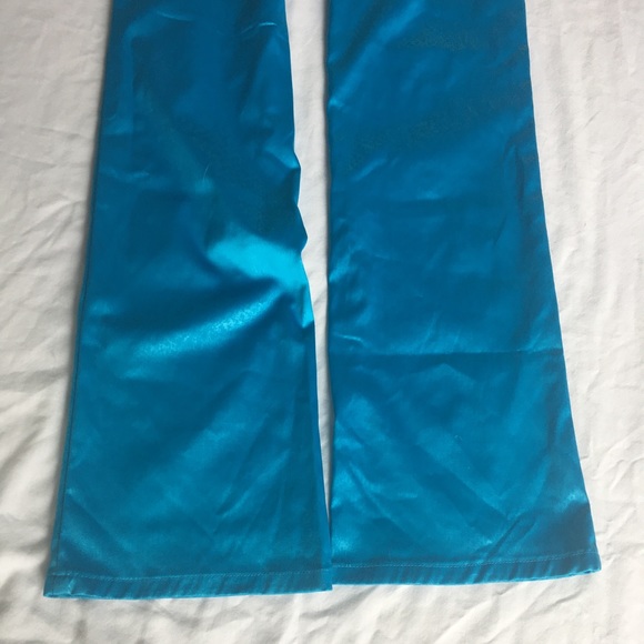 RARE vintage teal satin snakeskin look bubblegum pants - Picture 7 of 8
